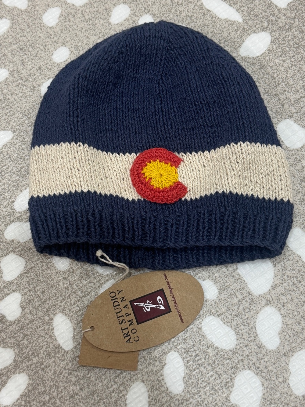 NWT Colorado flag beanie handmade knit cotton crochet toddler kids winter unisex